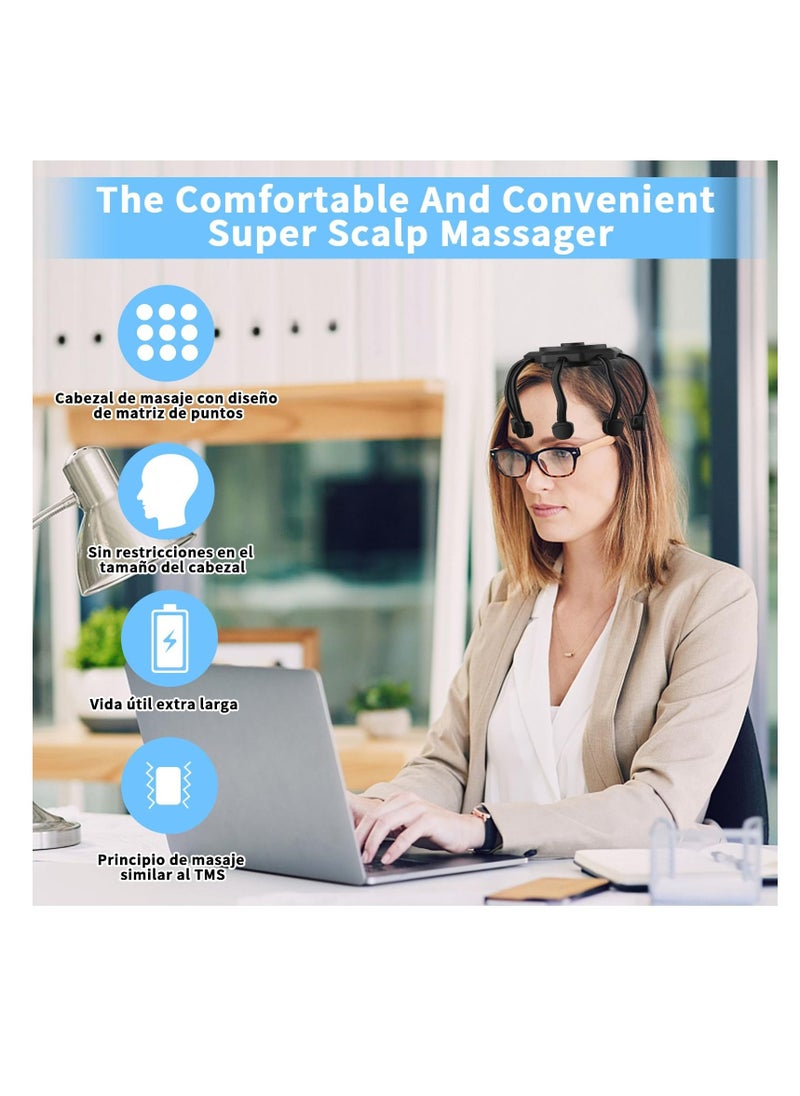 SYOSI SYOSI, Hair Scalp Massager with 8 Vibrating Contacts, Rechargeable Portable Head Massager for Pain and Anxiety Relief, Stress Relax, Tension, Relaxation, Deep Sleep, Multidimensional Relaxation  - Image 2