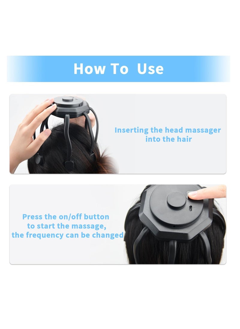 SYOSI SYOSI, Hair Scalp Massager with 8 Vibrating Contacts, Rechargeable Portable Head Massager for Pain and Anxiety Relief, Stress Relax, Tension, Relaxation, Deep Sleep, Multidimensional Relaxation  - Image 5