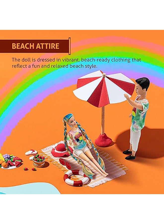 FUNFY FUNFY Fancy Girl and Boy Beach Dolls | For Kids 3 Years and Above | This Couple Dolls with Multi Coloured Shirt and White Shorts, Fancy Hair & Footwear | Perfect for Gifting  - Image 3