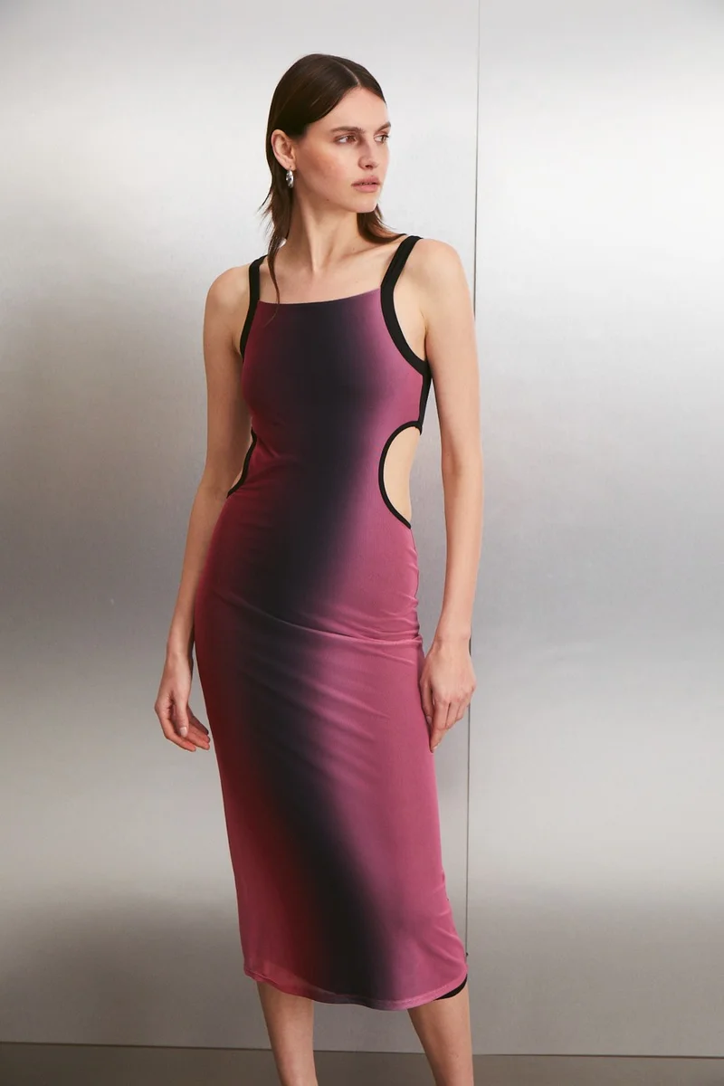 GRIMELANGE Nuala Women's Low-Cut Tulle Red Pink Dress