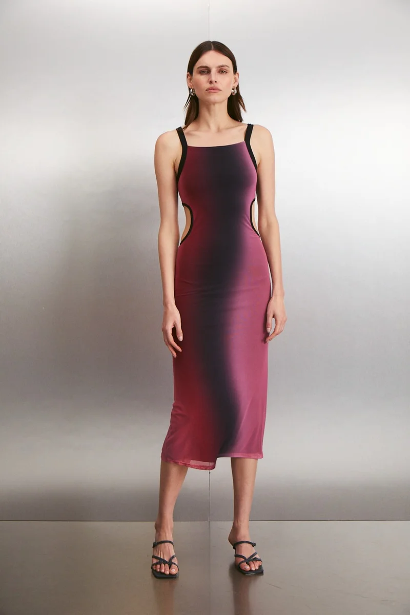 GRIMELANGE Nuala Women's Low-Cut Tulle Red Pink Dress