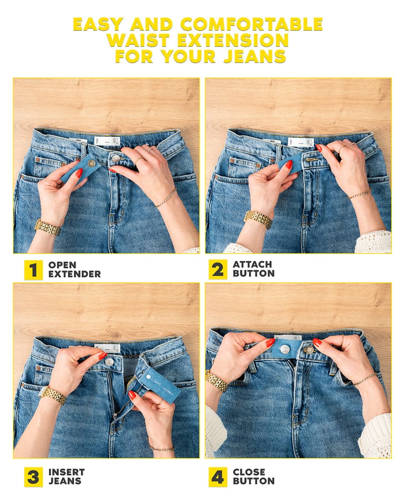 ZEFFFKA Denim Waist Extender Button for Jeans and Skirt Comfy Metal Buttons 4 pcs Assorted Colors - Image 4
