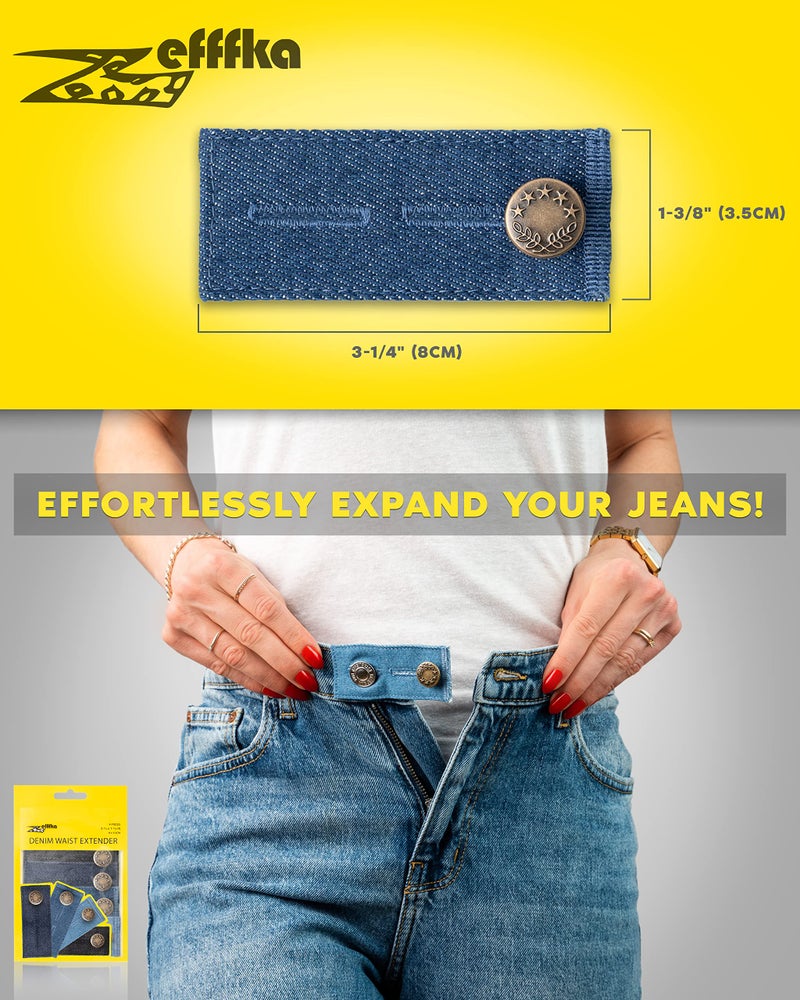 ZEFFFKA Denim Waist Extender Button for Jeans and Skirt Comfy Metal Buttons 4 pcs Assorted Colors - Image 2