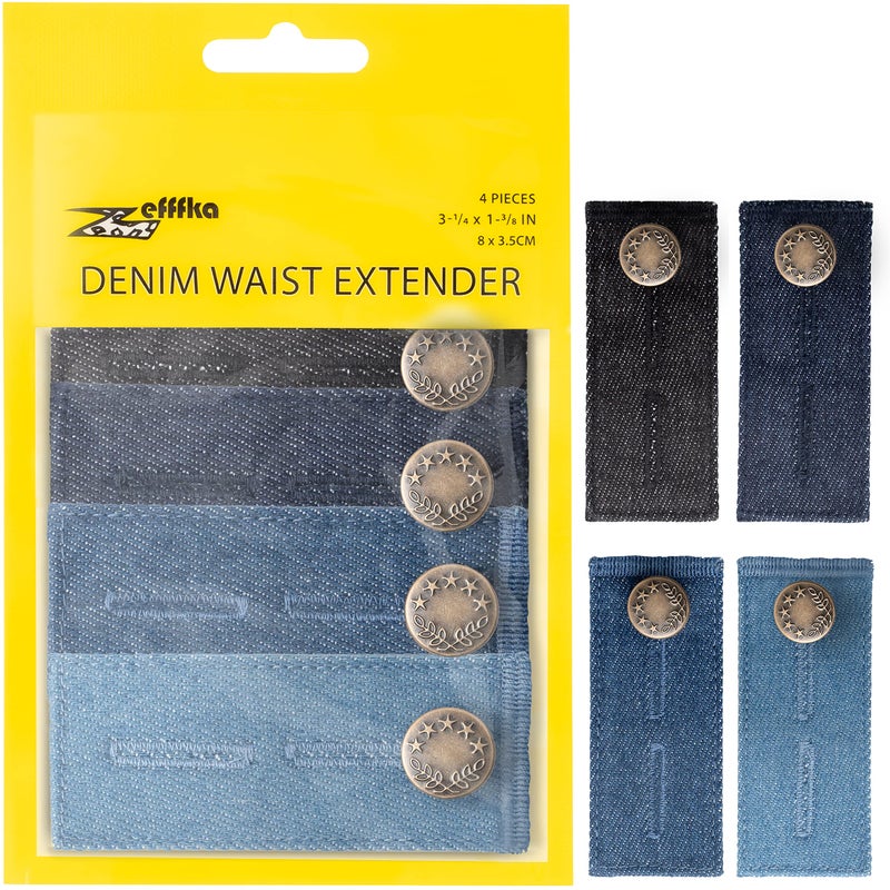 ZEFFFKA Denim Waist Extender Button for Jeans and Skirt Comfy Metal Buttons 4 pcs Assorted Colors - Image 1