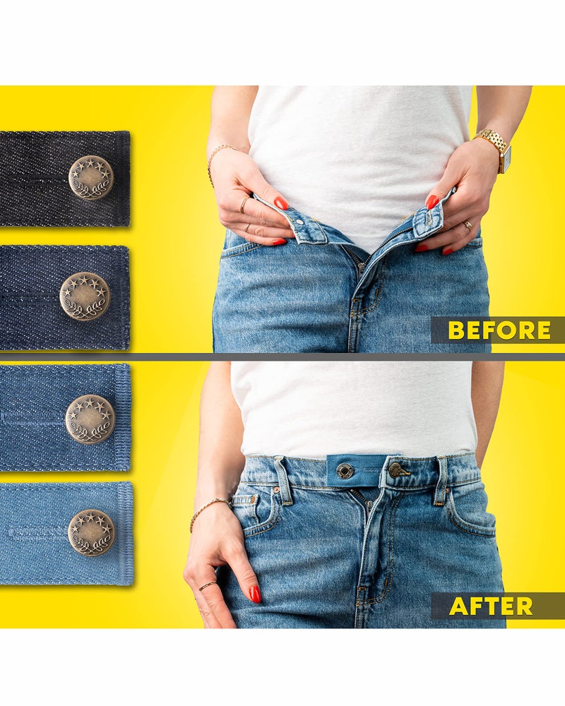 ZEFFFKA Denim Waist Extender Button for Jeans and Skirt Comfy Metal Buttons 4 pcs Assorted Colors - Image 3