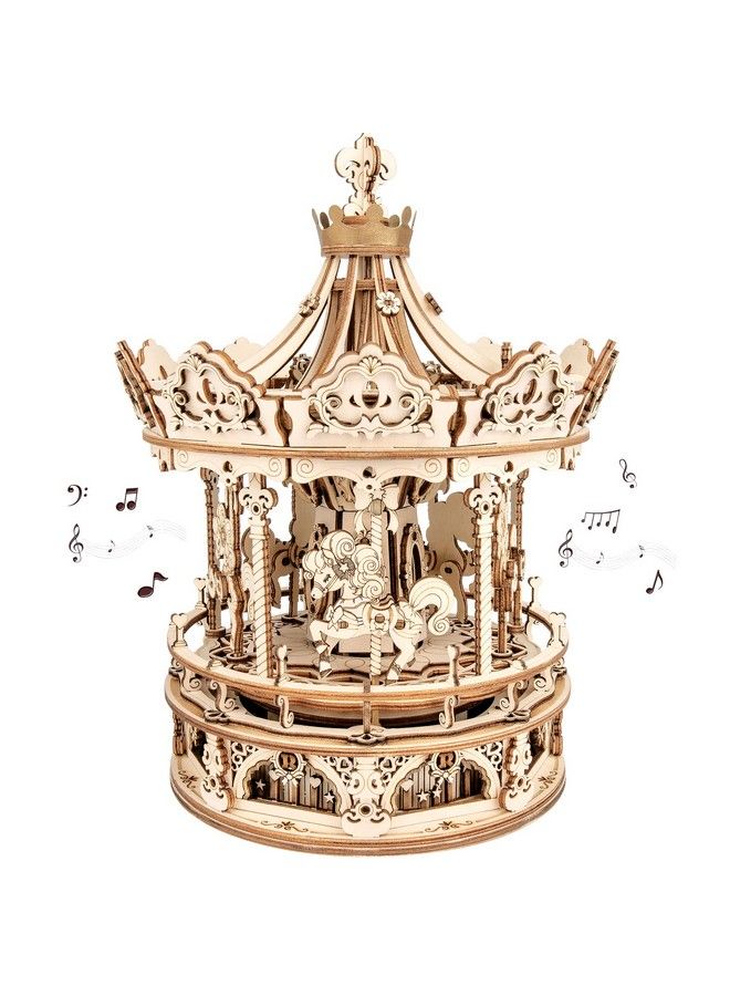 ROKR 3D Wooden Puzzles Music Box Diy Model Building Kit Mechanical Merrygoround Exquisite Display Gifts For Teens Man/Woman Family - Image 2