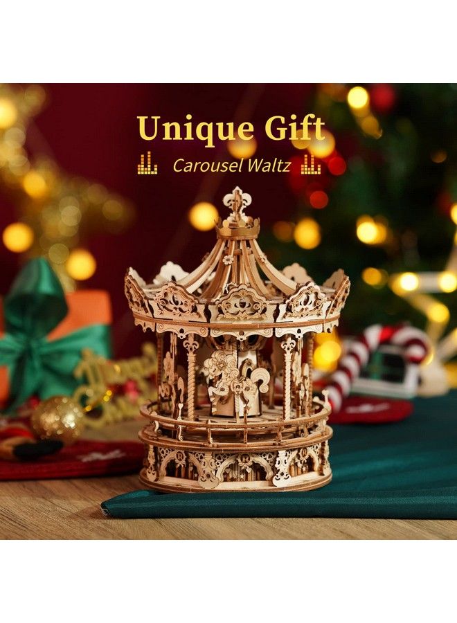 ROKR 3D Wooden Puzzles Music Box Diy Model Building Kit Mechanical Merrygoround Exquisite Display Gifts For Teens Man/Woman Family - Image 3