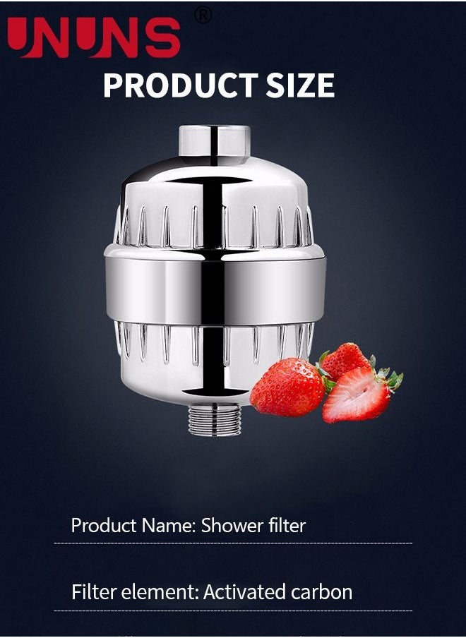 UNUNS - Shower Filter,15 Stage Shower Head Filter High Output Shower Water Filter For Hard Water,Showerhead Filter Universal Water Filter For Shower With 1 Replaceable Cartridges To Remove Chlorine - Image 1