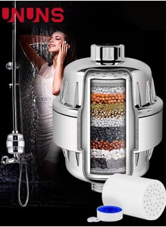 UNUNS Shower Filter,15 Stage Shower Head Filter High Output Shower Water Filter For Hard Water,Showerhead Filter Universal Water Filter For Shower With 1 Replaceable Cartridges To Remove Chlorine  - Image 1
