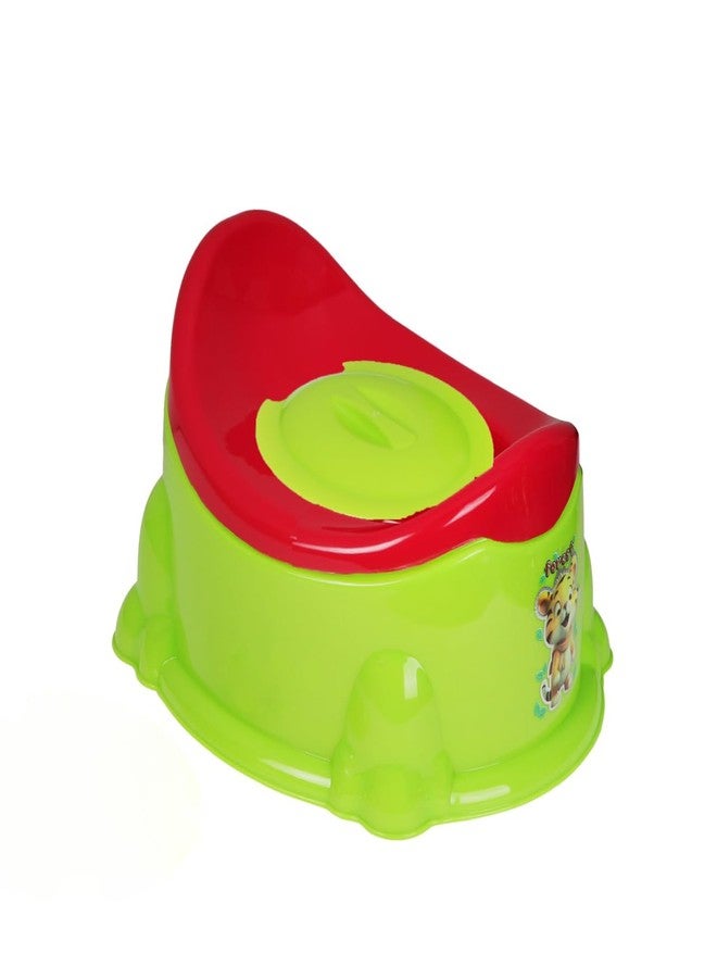 Zerya Apple Potty Toilet Trainer Seat with Removable Bowl And Closing Lid and High Back Support for 6-18 Month Toddler Boys Girls (Green & Red) - Image 1