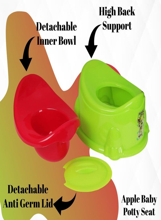 Zerya Apple Potty Toilet Trainer Seat with Removable Bowl And Closing Lid and High Back Support for 6-18 Month Toddler Boys Girls (Green & Red) - Image 2