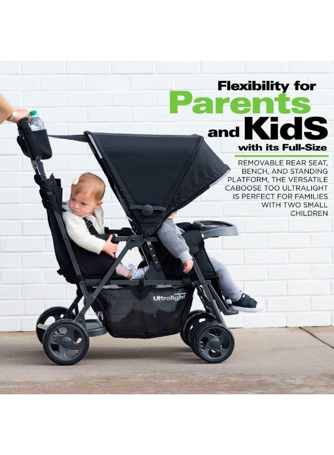 Joovy Caboose Too Ultralight Graphite Stroller, Stand On Tandem, Double Stroller, Black - Image 5