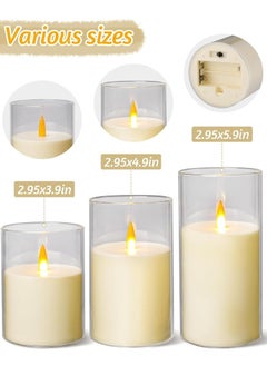 JAJEEK Flameless LED Candles with Remote Control & Timer – Set of 3 Acrylic Battery-Powered Pillar Candles with 3D Wick for Home Décor – Ivory  - Image 3