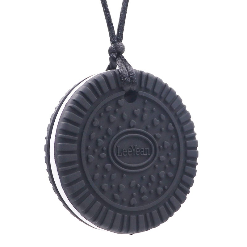 Chew Necklaces for Sensory Kids Silicone Chewable Pendant for Autism Chewing ADHD SPD Sensory Oral Motor Aids for Boys and Girls Chewy Toy for Adults Black