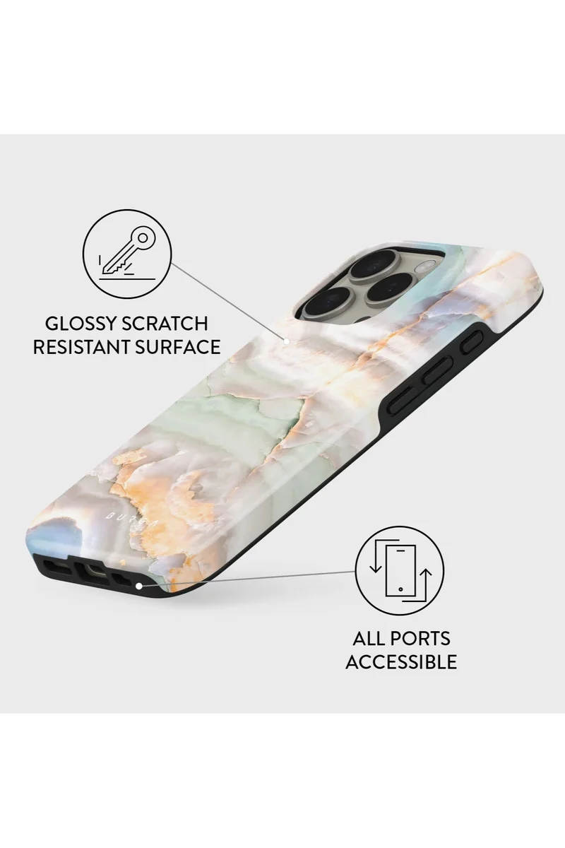 BURGA iPhone 16 Pro Case, 2 Piece Hard Shell + TPU Silicone Interior, Shock Absorption, All Port Accessible, Raised Bezel For Screen &amp; Camera Protection, Never Fading HQ Print,Pastel Hues