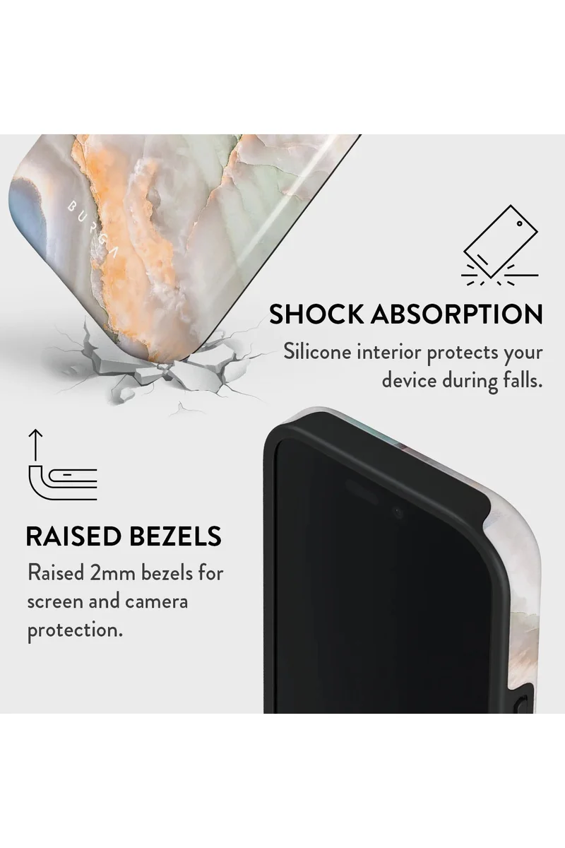 BURGA iPhone 16 Pro Case, 2 Piece Hard Shell + TPU Silicone Interior, Shock Absorption, All Port Accessible, Raised Bezel For Screen &amp; Camera Protection, Never Fading HQ Print,Pastel Hues