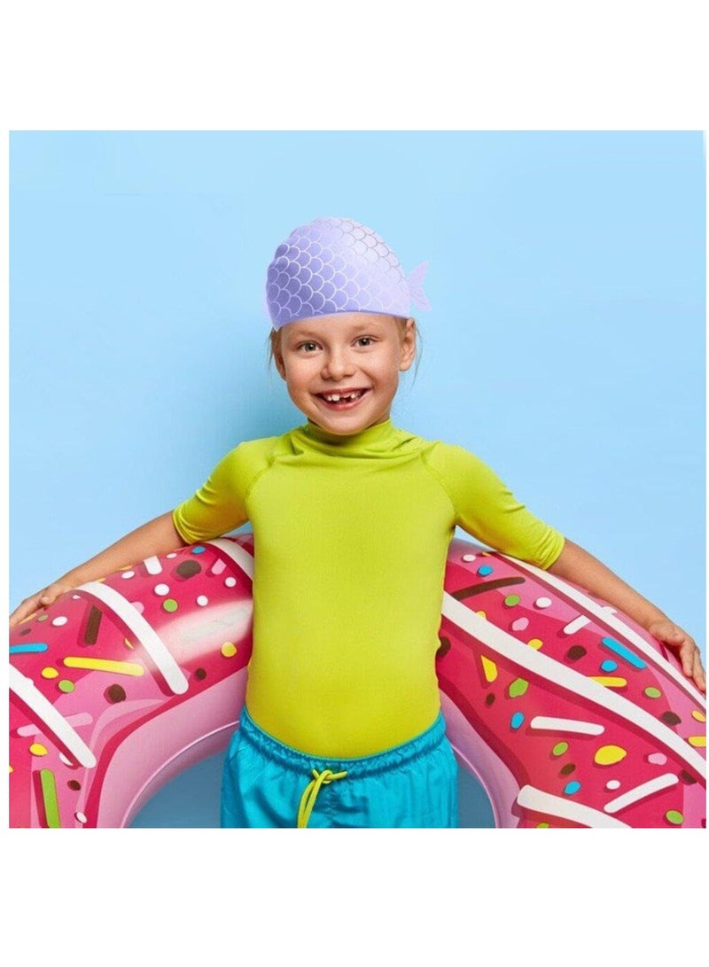 Beauenty Kids Swim Cap Swimming Goggles, Toddler Swimming Cap, Waterproof Kids Cloth Bathing Cap Goggles for Children, Boys, Girls Age 3-12, Lovely Cute Cartoon - Image 2