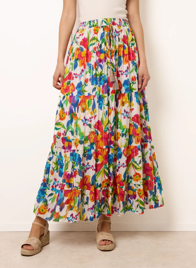 بلو فانيلا Tiered Bright Maxi Skirt
