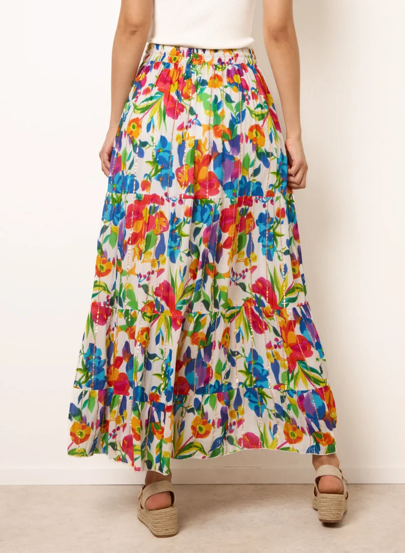بلو فانيلا Tiered Bright Maxi Skirt