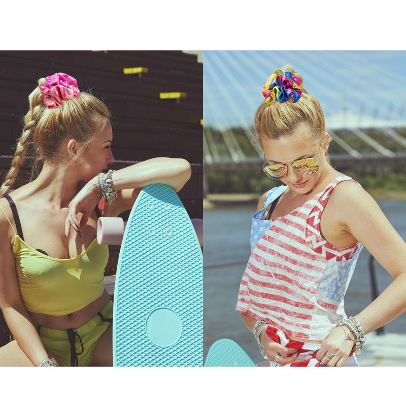 Tatuo 24 Pieces Rainbow Hair Scrunchies Elastic Bands Scrunchy Colorful Hair Ties Ropes for Women Girls Gymnastics Birthday Party Favors, Large(Rainbow Colors) - Image 5