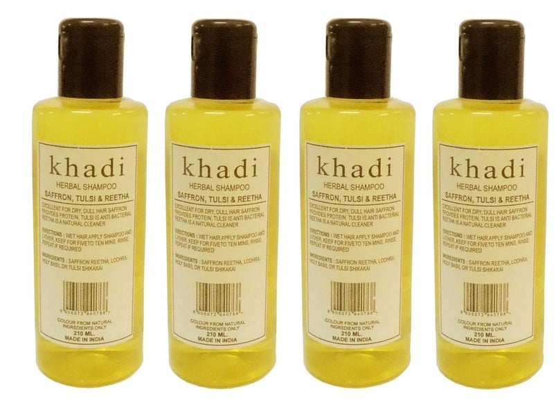 Khadi Herbal Khadi Natural Herbal Saffron Tulsi and Reetha Shampoo Yellow 840 ml 4 Count