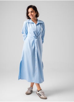 Arafa Long Sleeves Dress - Women (Sky Blue)  - Image 4