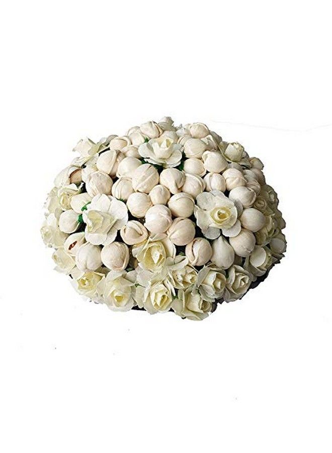 Foreign Holics White Paper Fabric Flower with Mongra Juda Hair Bun Maker Accessories for Women - Image 1