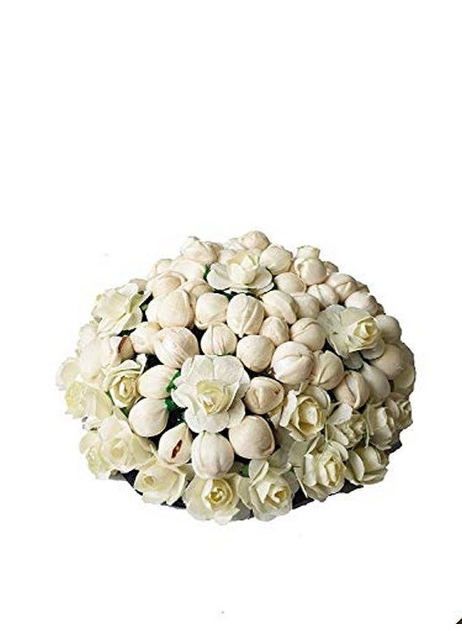 Foreign Holics White Paper Fabric Flower with Mongra Juda Hair Bun Maker Accessories for Women - Image 3