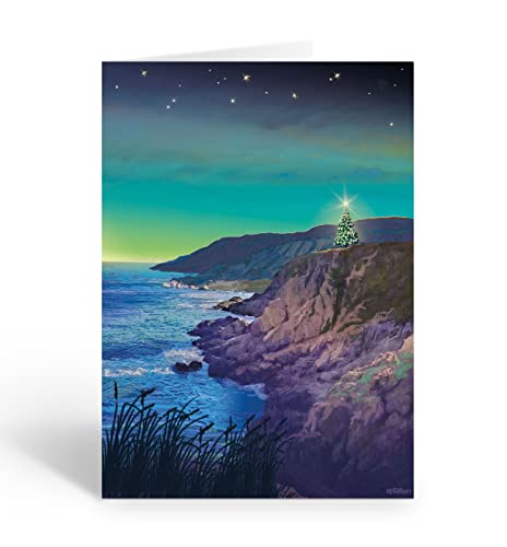 Stonehouse Collection Coastal Christmas Tree Card USA Made 18 Boxed Holiday Cards Envelopes Standard