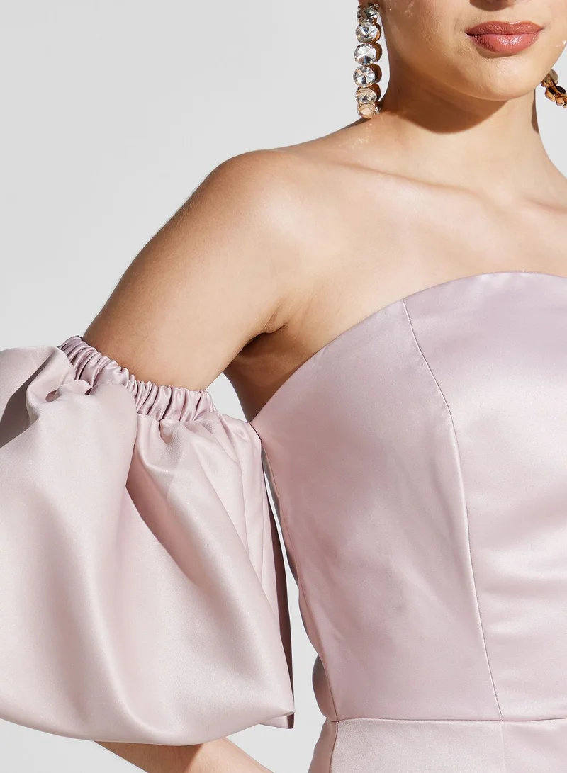 Namshi X Hadia Ghaleb Hadia Ghaleb Bardot Dress With Exaggerated Sleeves