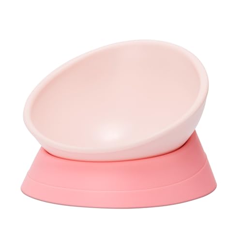 DZXZY French Bulldog Food Bowl, Slanted Tilted Pug Dog Bowl,Non-Slip Pet Feeder for Frenchie, Shih Tzu, Flat Faced Small Dogs, Puppies,Cat(Pink, M -2 Cup) - Image 1