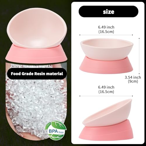 DZXZY French Bulldog Food Bowl, Slanted Tilted Pug Dog Bowl,Non-Slip Pet Feeder for Frenchie, Shih Tzu, Flat Faced Small Dogs, Puppies,Cat(Pink, M -2 Cup) - Image 3