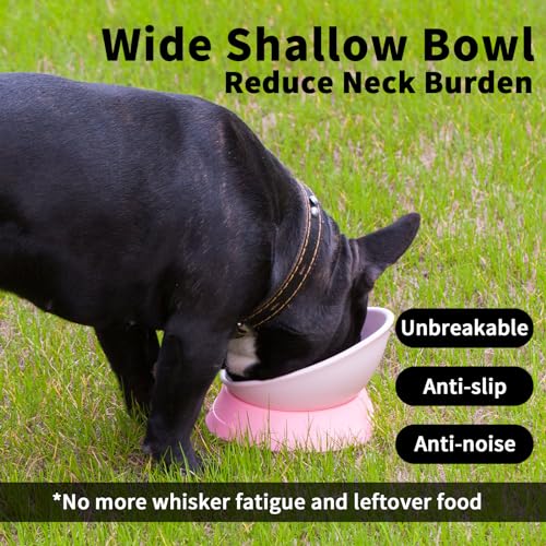 DZXZY French Bulldog Food Bowl, Slanted Tilted Pug Dog Bowl,Non-Slip Pet Feeder for Frenchie, Shih Tzu, Flat Faced Small Dogs, Puppies,Cat(Pink, M -2 Cup) - Image 5