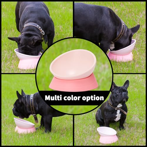 DZXZY French Bulldog Food Bowl, Slanted Tilted Pug Dog Bowl,Non-Slip Pet Feeder for Frenchie, Shih Tzu, Flat Faced Small Dogs, Puppies,Cat(Pink, M -2 Cup) - Image 4