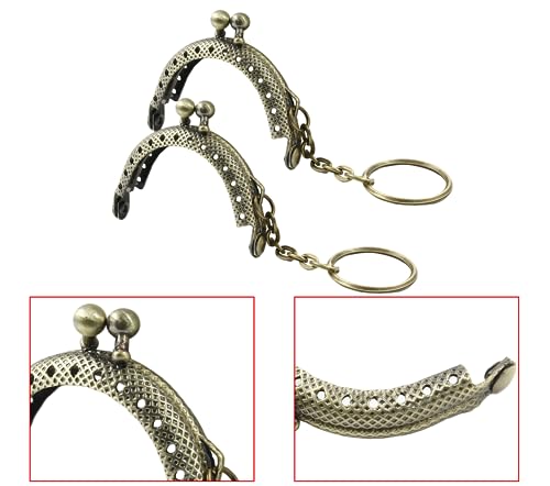 Moicstiy 10 PCS Kiss Clasp Lock Bronze Arch Purse Frame Metal Coin Frame Clasp with Key Ring for DIY Craft Bag Sewing - Image 5