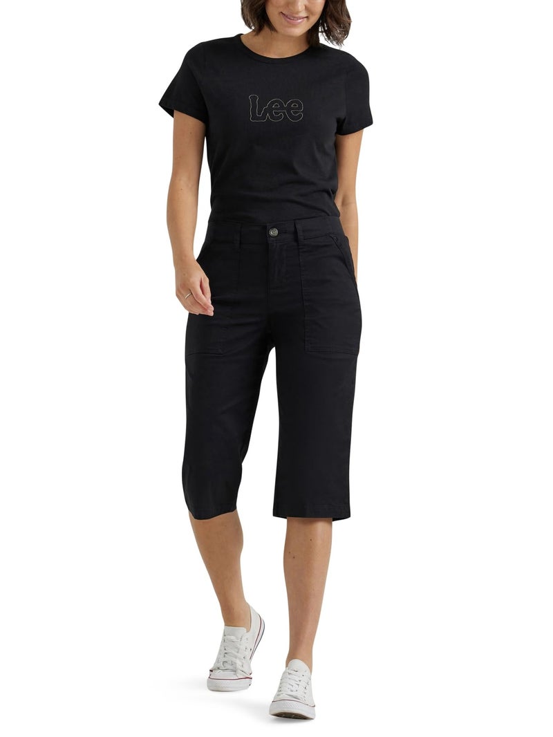 Lee Women's Ultra Lux Comfort with Flex-to-Go Utility Skimmer Capri Pant Union-All Black 12 - Image 2
