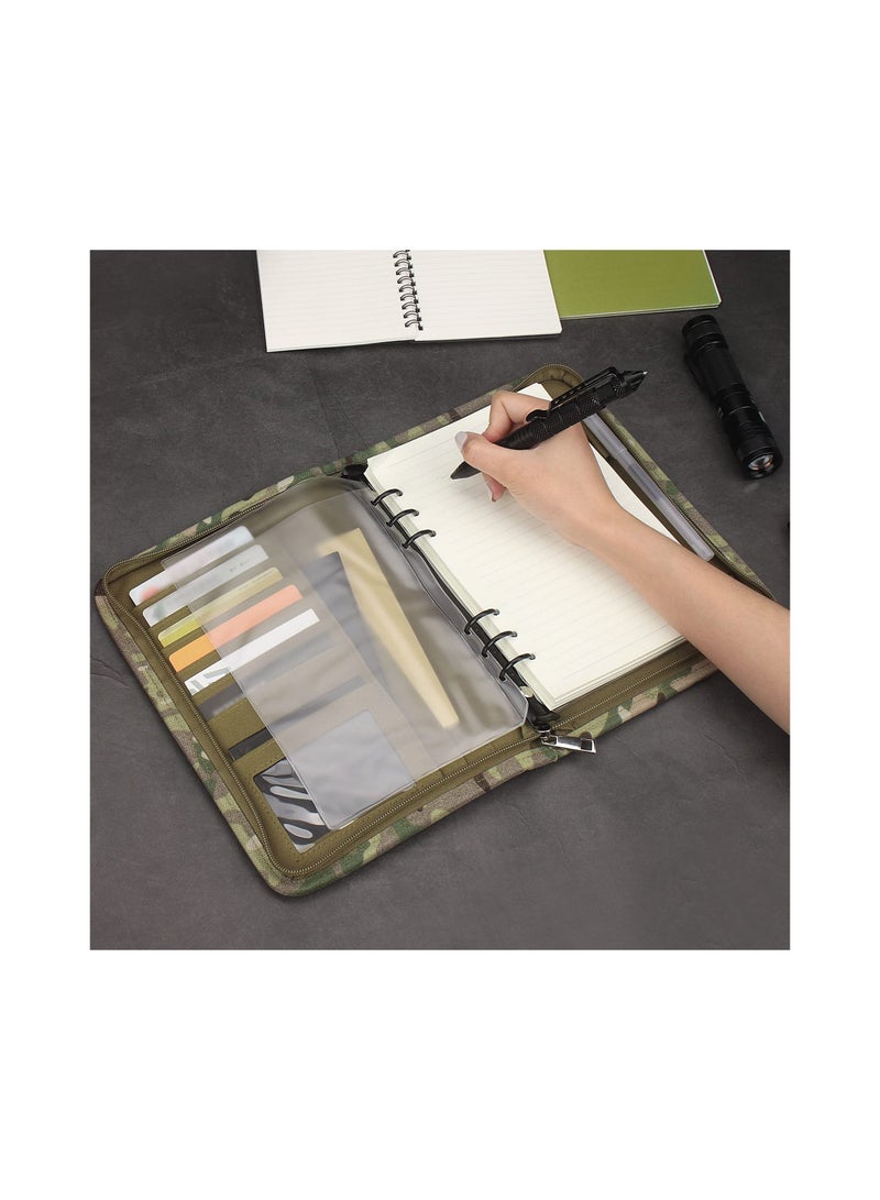 SYOSI Tactical Ring Binder Padfolio with 80 Sheets of Loose-Leaf Paper, Weatherproof Padfolio Zippered Notebook Cover with Ring Binder for Folders, Business Cards Detachable 6-Ring Notepad - Image 5