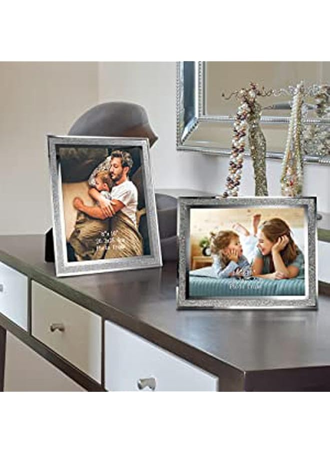 erorex - Frames Polished Silver Plate Picture Frame Glass And Crystal Photo Frame Ornamentstabletop Display For Birthdays Mother'S Day And Other Special Days Is Perfect 4X6 Picture Frames Silver - Image 1