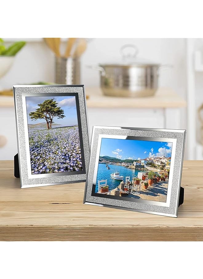 erorex - Frames Polished Silver Plate Picture Frame Glass And Crystal Photo Frame Ornamentstabletop Display For Birthdays Mother'S Day And Other Special Days Is Perfect 4X6 Picture Frames Silver - Image 1