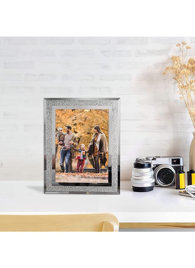 erorex - Frames Polished Silver Plate Picture Frame Glass And Crystal Photo Frame Ornamentstabletop Display For Birthdays Mother'S Day And Other Special Days Is Perfect 4X6 Picture Frames Silver - Image 1