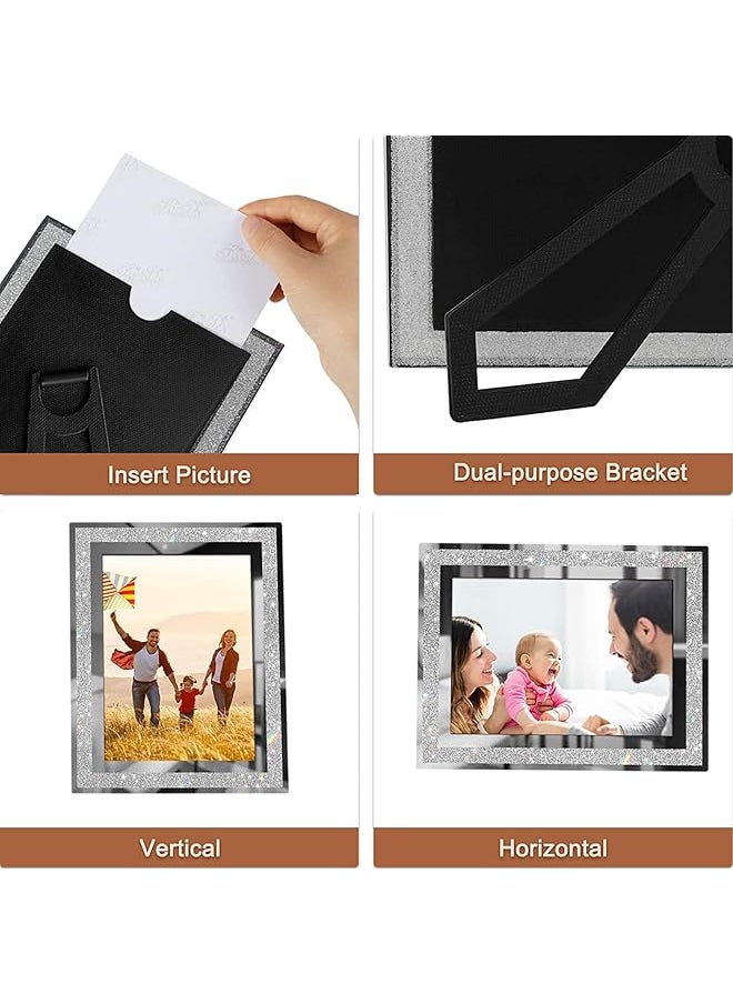 erorex - Frames Polished Silver Plate Picture Frame Glass And Crystal Photo Frame Ornamentstabletop Display For Birthdays Mother'S Day And Other Special Days Is Perfect 4X6 Picture Frames Silver - Image 1