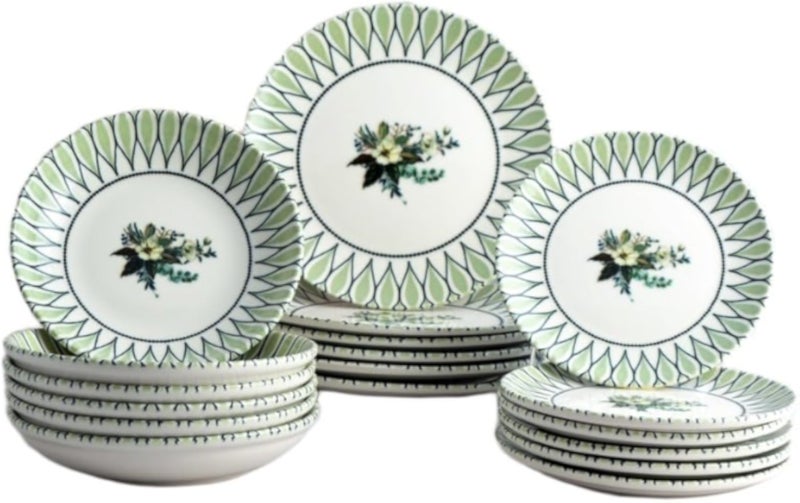 Ø·Ù‚Ù… Ø¹Ø´Ø§Ø¡ Ø¨ÙˆØ±Ø³Ù„ÙŠÙ† ØªØ±ÙƒÙŠ ÙˆØ±Ø¯ Ø¹Ø¯Ø¯ 18 Ù‚Ø·Ø¹Ø© (Ø¹Ø¯Ø¯ 6 Ø·Ø¨Ù‚ ØºÙˆÙŠØ· ÙˆØ³Ø· + Ø¹Ø¯Ø¯ 6 Ø·Ø¨Ù‚ Ù…Ø³Ø·Ø­ ÙˆØ³Ø· + Ø¹Ø¯Ø¯ 6 Ø·Ø¨Ù‚ Ù…Ø³Ø·Ø­ ÙƒØ¨ÙŠØ±) H&k Art