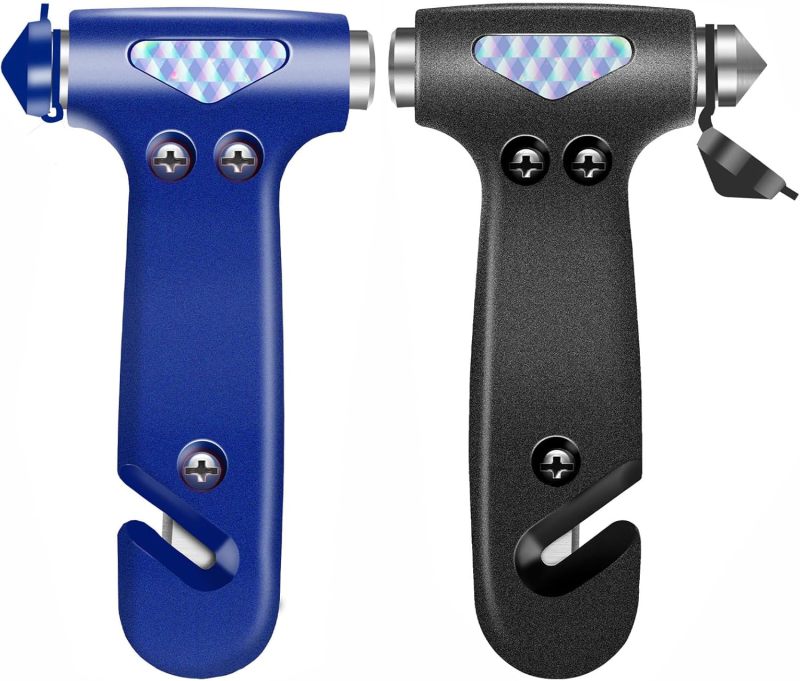 Car Seat Belt Cutter: Black+blue, Dual-function Emergency Escape Tool - Window Breaker for Vehicle Emergency Situations - Image 1