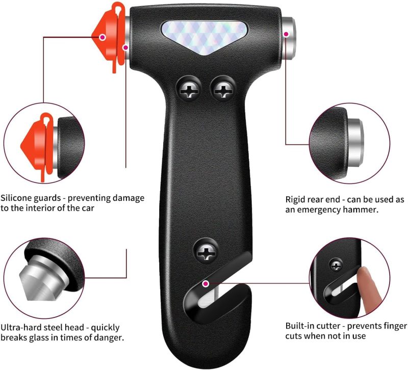 Car Seat Belt Cutter: Black+blue, Dual-function Emergency Escape Tool - Window Breaker for Vehicle Emergency Situations - Image 3