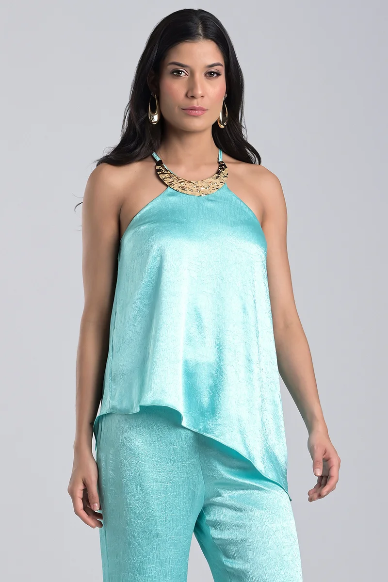 Asymmetric Soft Green Blouse