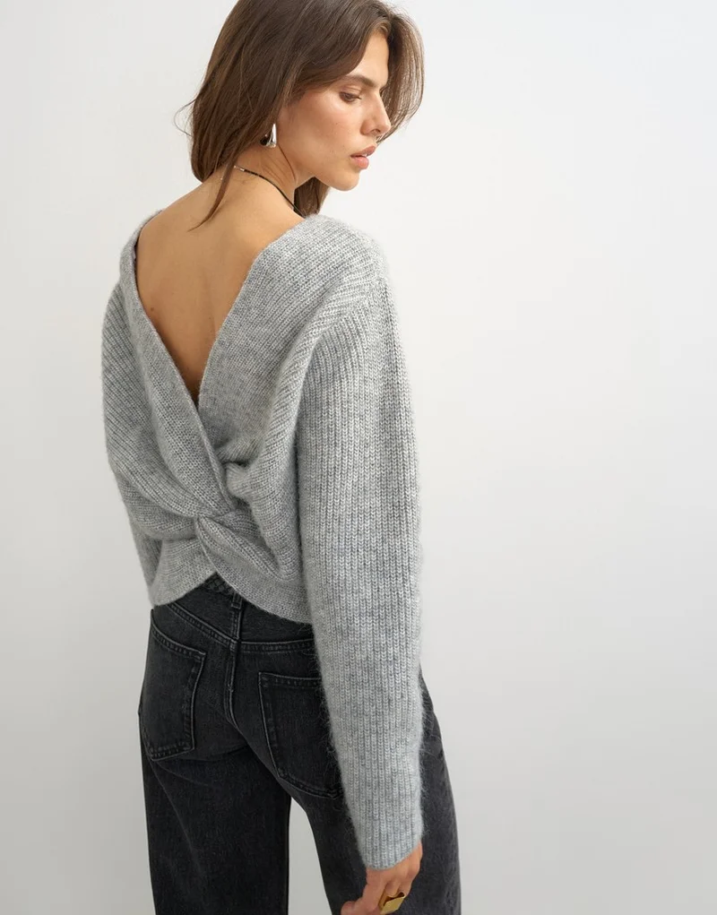 Topshop Knitted Knot Back Jumper