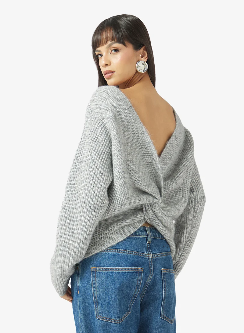Topshop Knitted Knot Back Jumper