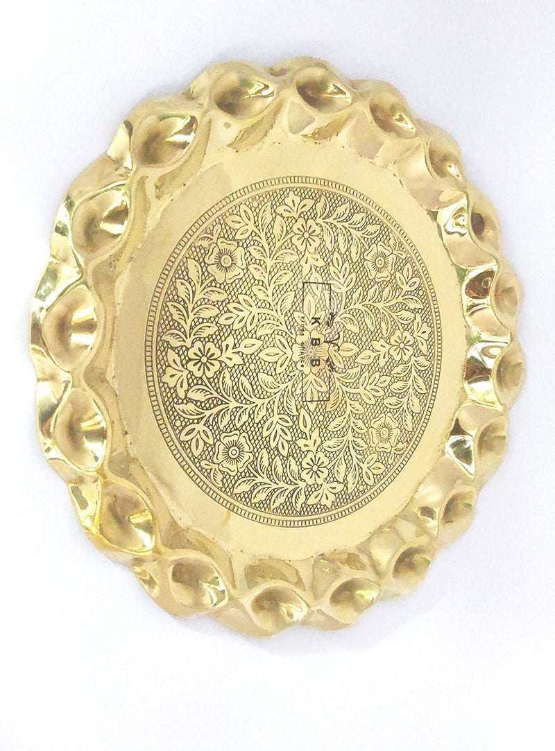 KBB Brass Fancy THALIPooja PlatePooja THALIBrass Dinner Plate 10 INCH - Image 2