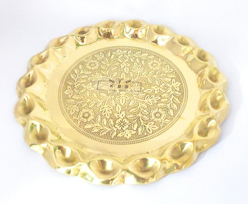 KBB Brass Fancy THALIPooja PlatePooja THALIBrass Dinner Plate 10 INCH - Image 1