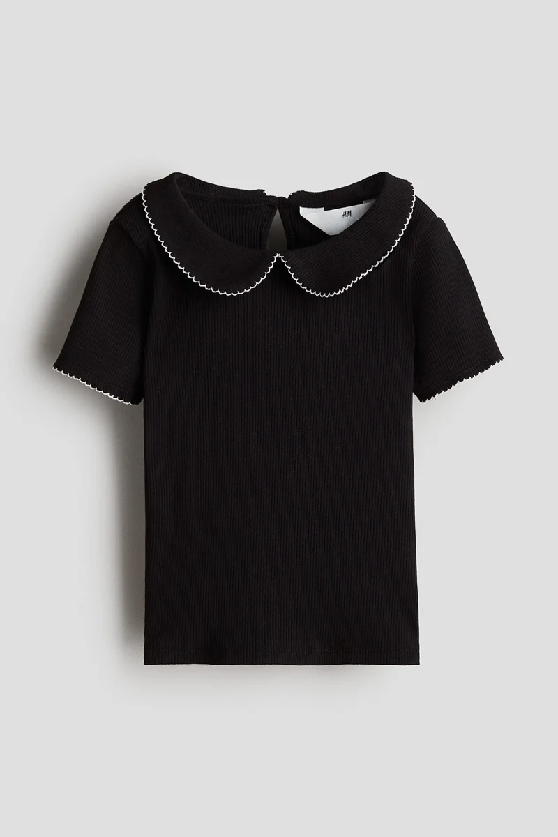 اتش اند ام بلوزة قطنية بحواف بيكو